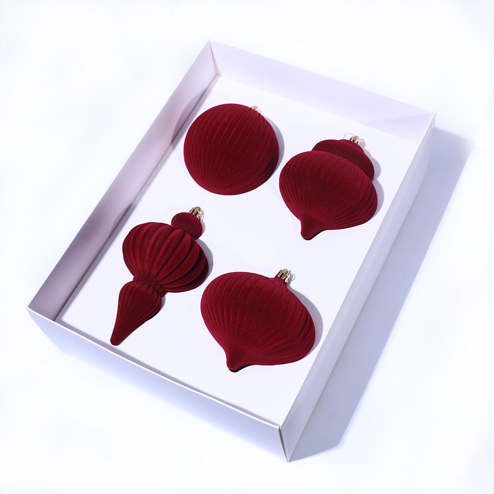 Cross-Border Ins Style Gourd-Shaped Flocked Christmas Tree Ornament