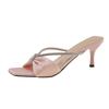 Fashion Luxury Crystal Women High Heels Slippers Bow Heeled Shoes Woman Slides Fashion Flip Flops Pumps 2025 Summer Sandalias De Mujer