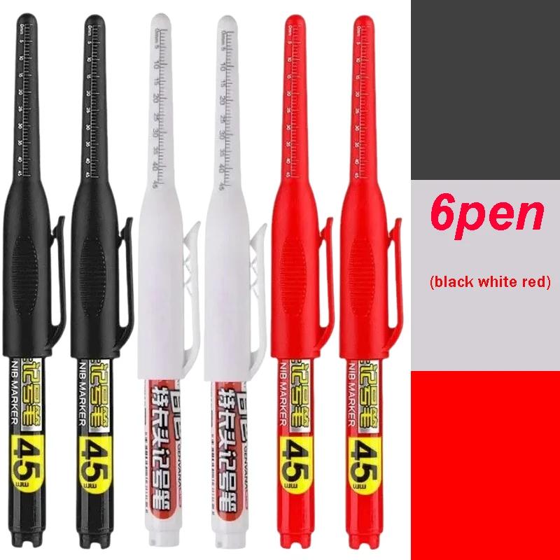 45mm Tip Waterproof Long Head Marker Pen set Quick-Dry Ink for Woodworking Construction Deep Hole Non-Toxic Black Red Blue White