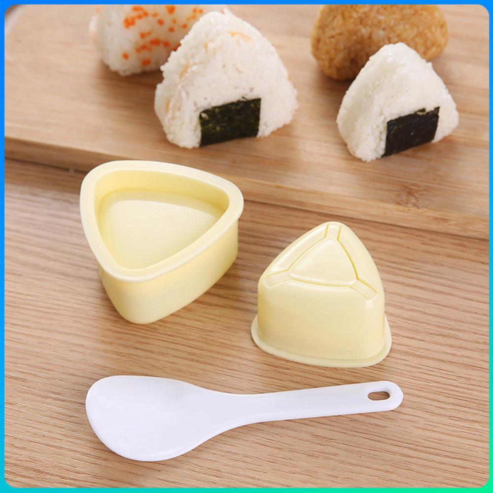 2Pcs Onigiri  with Rice Spoon Triangular Sushi Maker  Reusable Lightweight Food Press  Bento Kitchen Gadget Sets
