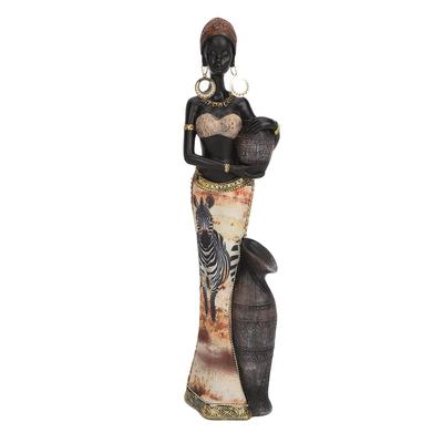Afrikanische Frau Statue Handarbeit Harz Tribal Lady Figur Vintage lebensechte geheimnisvolle afrikanische Dame
