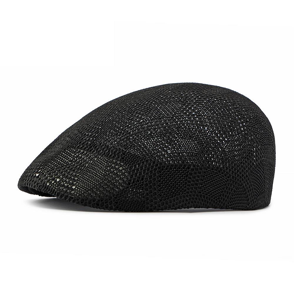Summer Hollow Mesh Beret Women s Breathable Thin Painting Hat Forward Cap чёрный