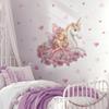 Cute Cartoon Girl & Unicorn Wall Decal Pink Heart Nursery Decor Waterproof Sticker for Kids Playroom Home Decoration