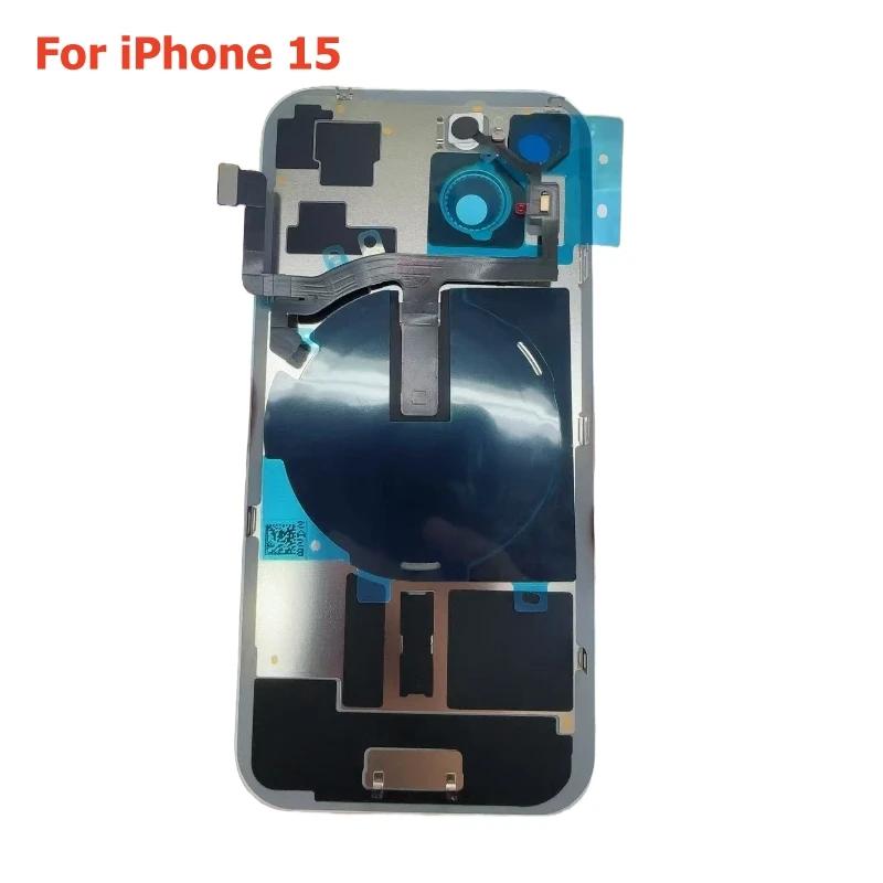 Для iPhone 15 Pro Max 15Plus 15Pro Замена заднего стекла Задняя крышка корпуса с беспроводным шлейфом Металлическая пластина Часть