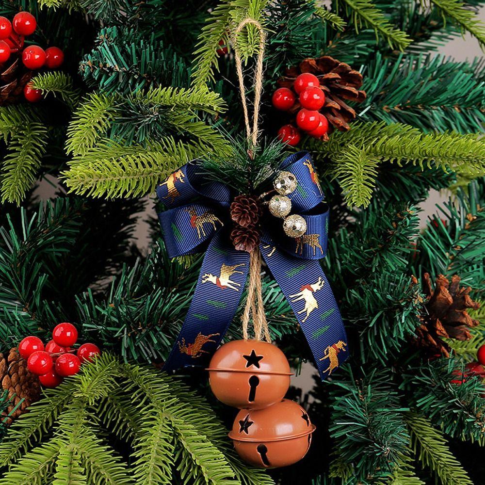 Retro Christmas Bells Pendant Pine Berries Christmas Tree Ornament  Wedding Party Supplies
