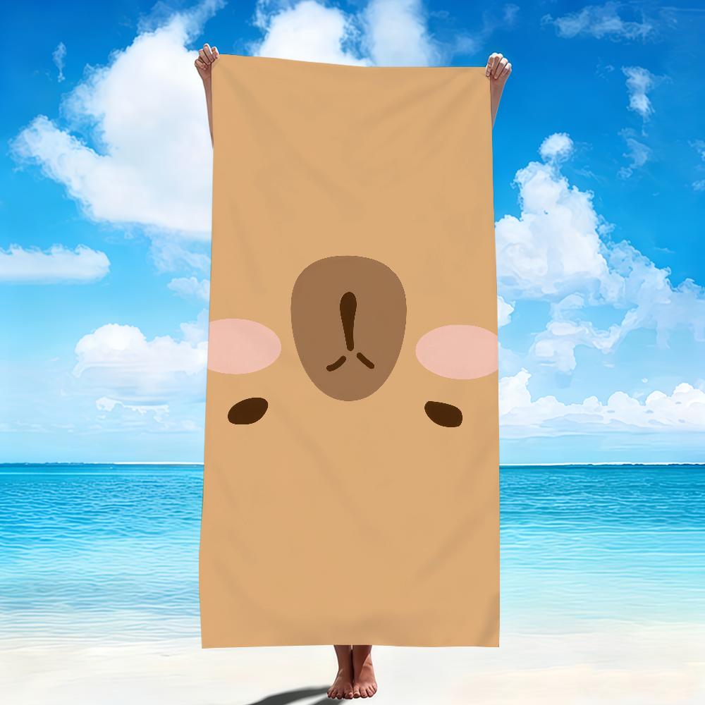 cute cartoon art kawaii Capybara face Towel Soft Beach Towels Quick Dry Pool Towel for Travel Gym bathing Spa Camp sport Gift