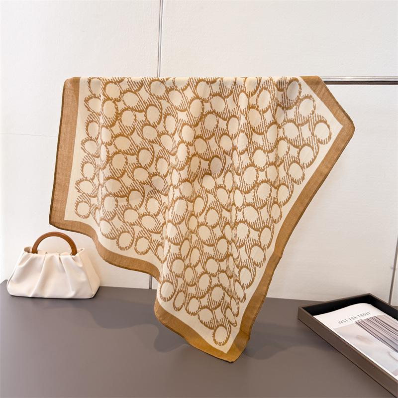 Retro light luxury circle imitation velvet herringbone pattern cotton and linen small square scarf silk scarf headscarf shawl decorative scarf scarf