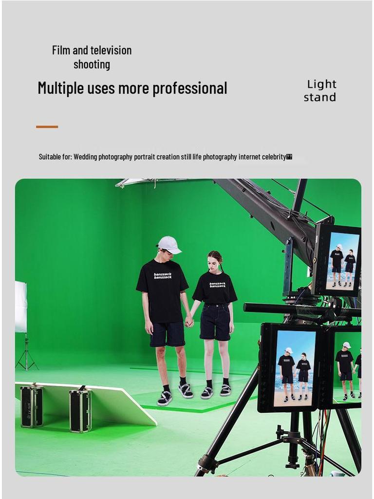 Movable Livestream Stand with Green Screen Roller Background for Keying