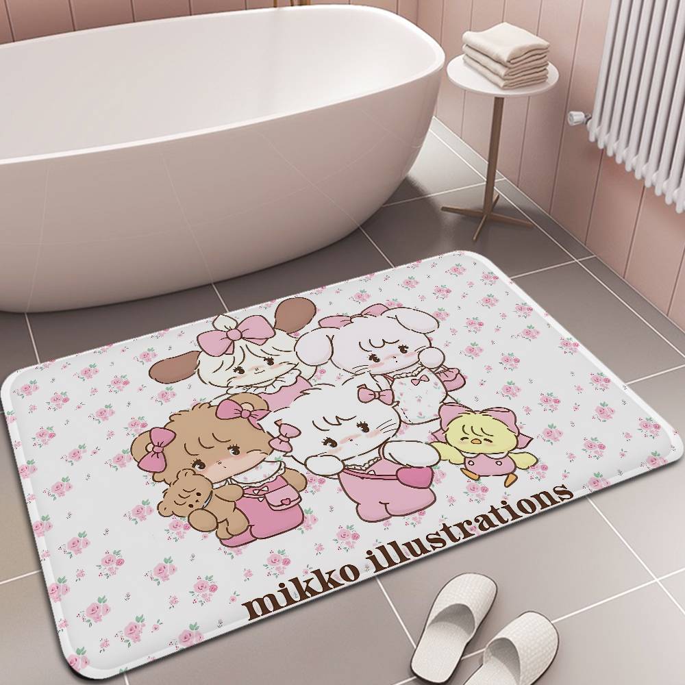 Cute Cartoon Mikko Cat Floor Mat Rectangle Anti-slip Home Soft Badmat Front Door Indoor Outdoor Mat Hotel Decor Mat