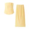Spring 2025 European & American Style Women's Strapless Pleated Top + High-Waisted Midi Skirt Set