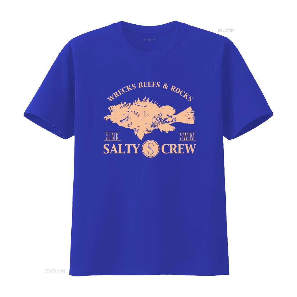 Pánské tričko Salty Crew Malé Černé 100% Bavlna Velká Ryba Vraky Útesy Skály Potopení Plavání Design vintage Vyprané Stylové Lehce