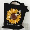 Borsa a Tote in Tela Girasole e Ape Versatile Borsa a Spalla da Sottobraccio per Lavoro Scuola Pendolarismo