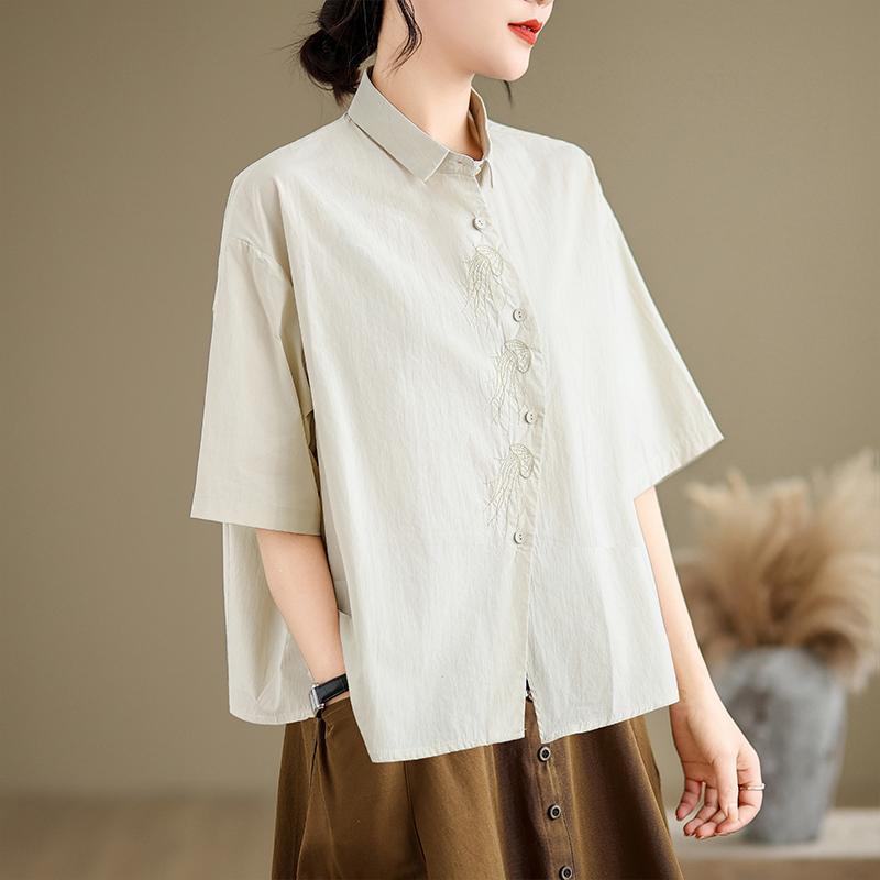 DIMANAF Summer 2026 Women Plus Size New Blouse Shirt Short Sleeve Casual Loose Lady Tops Shirts Cotton Print
