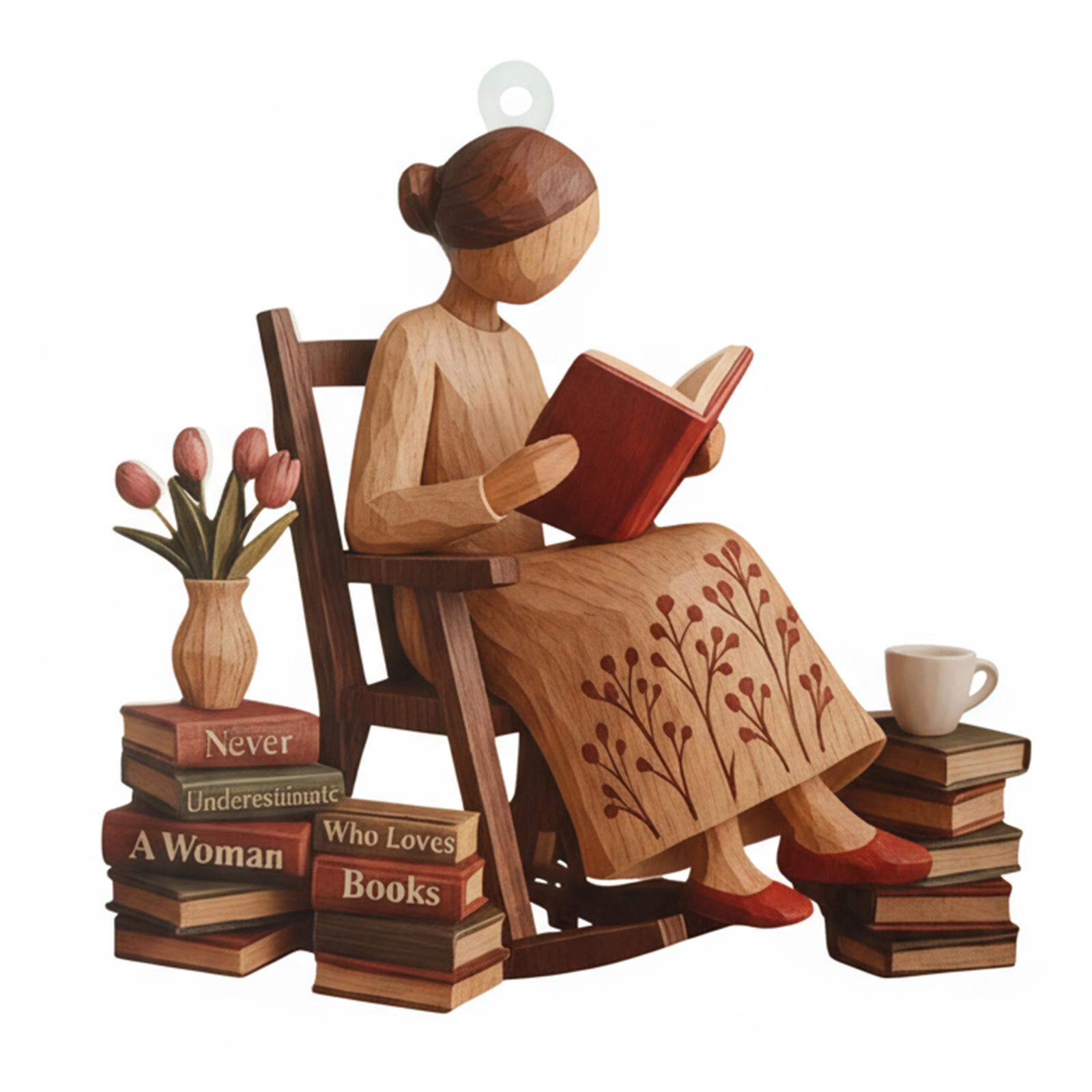 Акриловая плоская 2D Игрушка  Просто девушка, которая любит книги  Елочная игрушка Игрушка для книголюбов Подарки для книголюбов