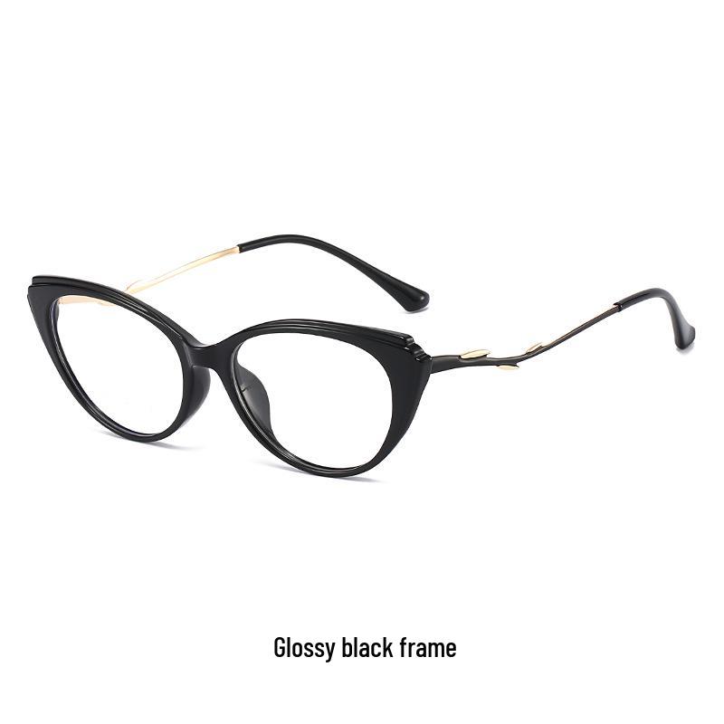 Women's Ultra-Light Tea-Colored Retro Cat-Eye TR90 Glasses Frame, Fit for Prescription, Slimming Korean Style.