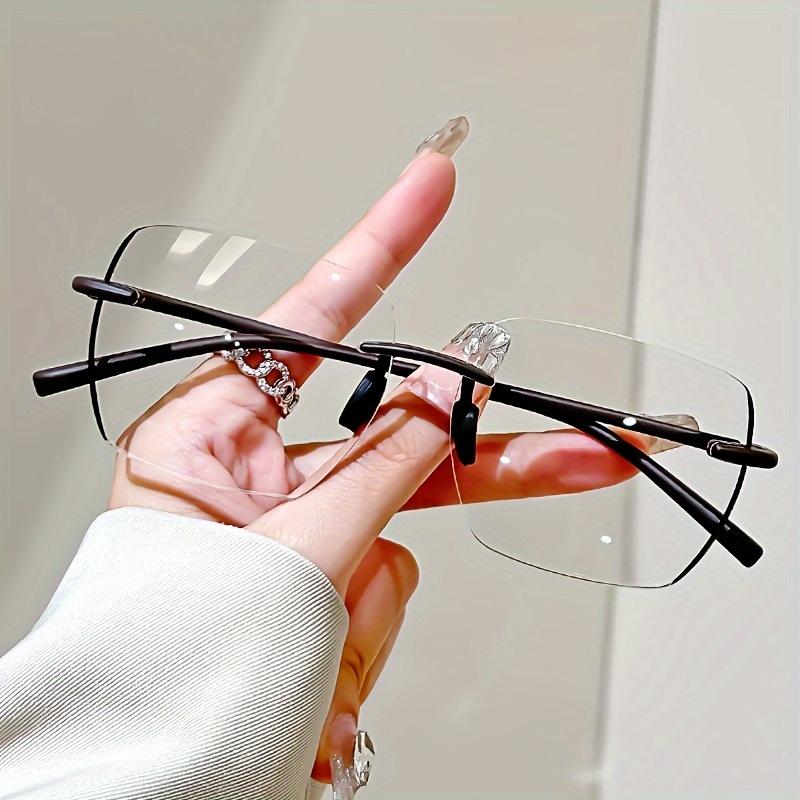 Elegant Frameless Oversized Square Reading Glasses for Unisex Anti-Fatigue, High-Quality PC Material,Comfortable Reading Glasses