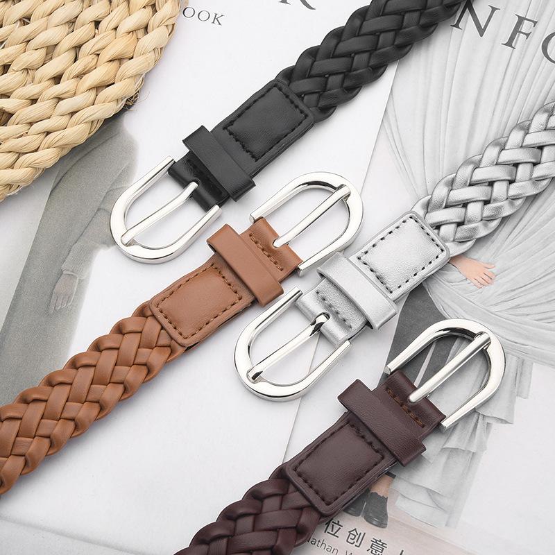Fashionable Retro Versatile Braided Women’s Thin Belt Korean-Style High-End Elegant Everyday Casual Dress Belt (No Holes)