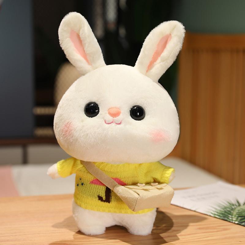 Weiches Kaninchen Lalafanfan Kaninchen Café Mädchen Plüschtier Niedlich 30cm Kawaii Lalafanfan Puppe mit Brille mit Kleidung Spielzeug Geschenk