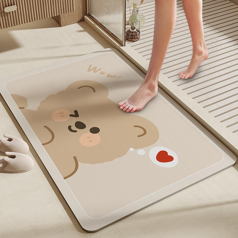 Diatomite Water-Absorbing Bathroom Floor Mat, Anti-Slip Quick-Drying Toilet Door Floor Rug, Home Decoration