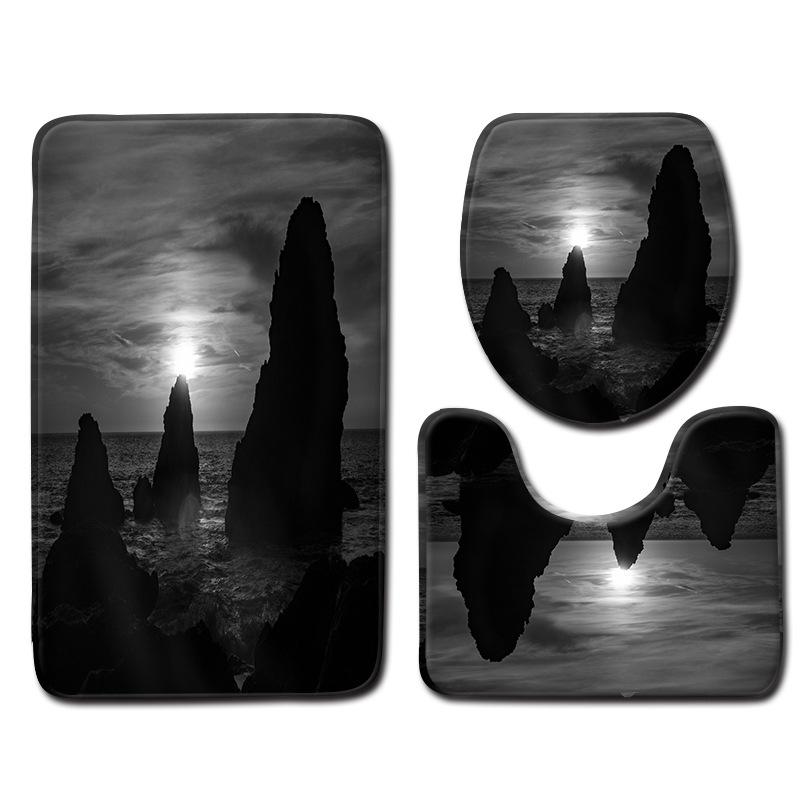 Architecture Bathroom Toilet Three-Piece Floor Mat Combination Set Household Door Mat Kitchen Water Absorbent Non-Slip Carpet