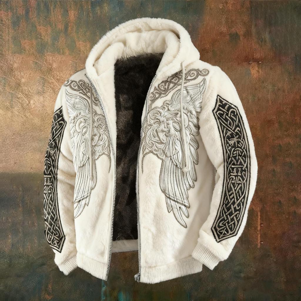 Men's 3D Print Flannel Hooded Zipper Cardigan: Winter Warm Fashion Sweatshirt