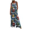 Women's Christmas Print Solid Wide Leg Strapless Tank Pocket Casual Onesie