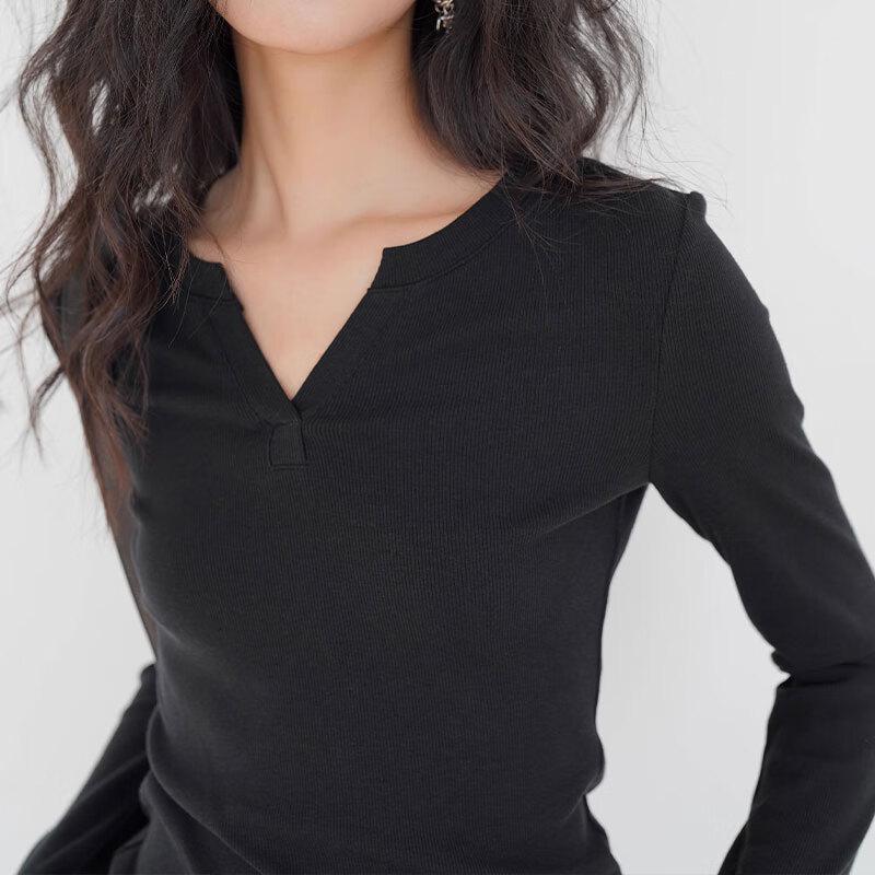 Women's Slim-Fit V-Neck Long Sleeve Base Layer Top