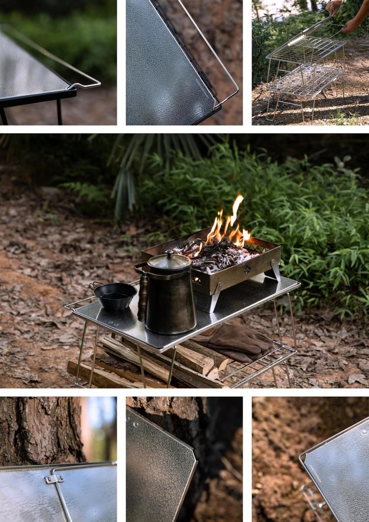 CAMPING MOON Ground Rack Field Rack Stainless Steel Top Plate Set 4-Piece T-2355-4P