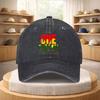 One Love Reggae Print Washed Baseball Cap Adjustable Cotton Outdoor Sports Hat Unisex