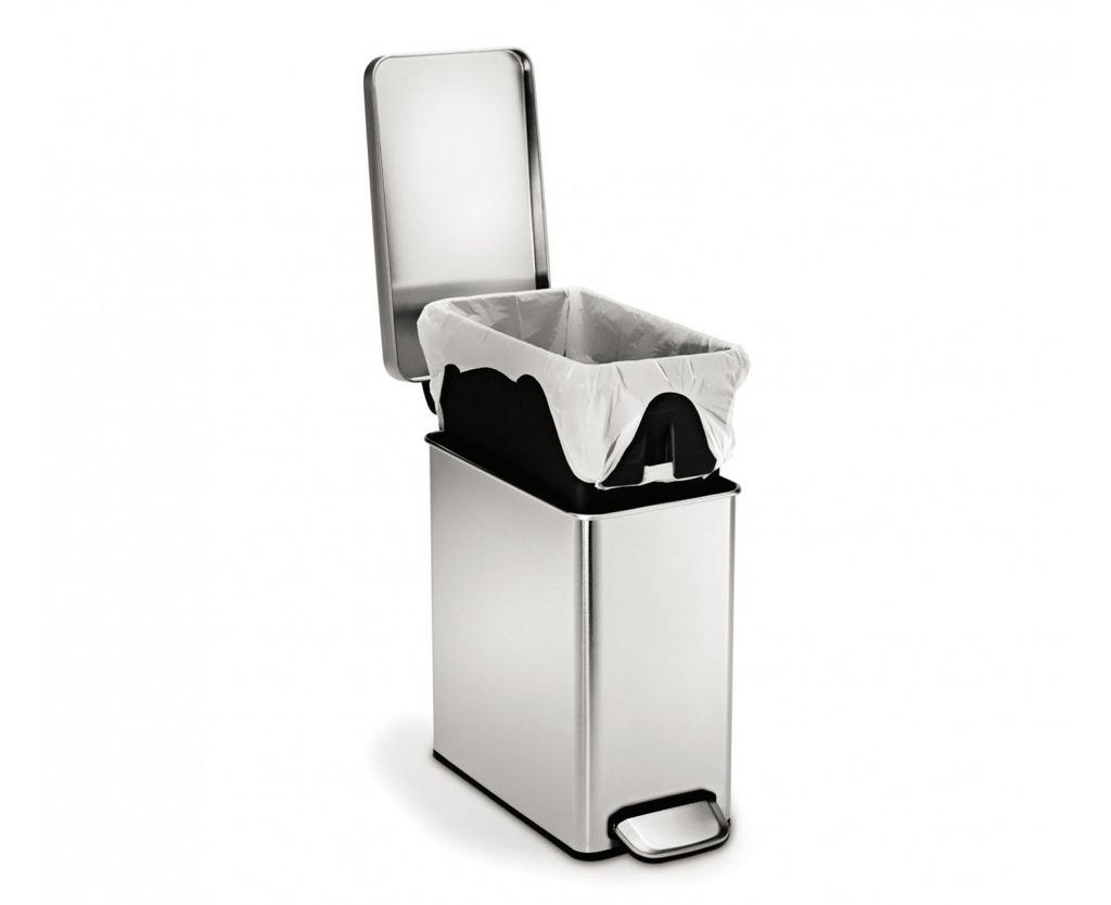 Simple Human 10-Liter Step Can Trash Can with Pedal-Operated Lid, Soft-Close, Antibacterial, Stainless Steel, 10L