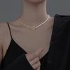 Rice Grains Freshwater Pearls Link Splicing Ot Buckle Necklace Femininity Fashion Metal Wind Short Collarbone Neck Chain