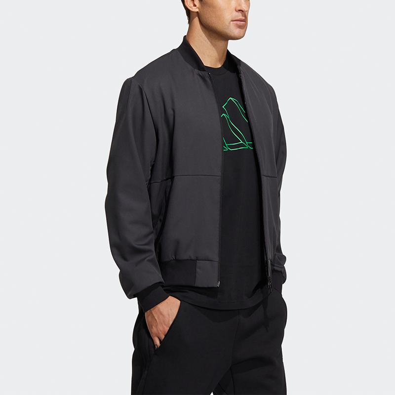 Adidas Fleece-Lined Warm-Up Jacket With Logo Print Men Outerwear Black GP0975