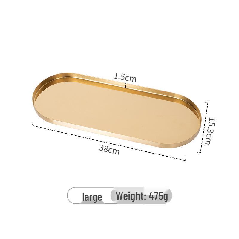 Luxury Stainless Steel Oval Jewelry and Cosmetics Tray
