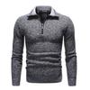 Ribbed Cuffs Long Sleeve Knitted Sweater Shrink Resistant Zipper Neck Lapel Winter Sweater Male Clothing