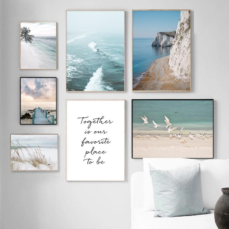 Beach Rocky Waves Dolphin Wall Art Canvas Painting Nordic Ocean Posters And Prints Pictures For Living Room Decoraction