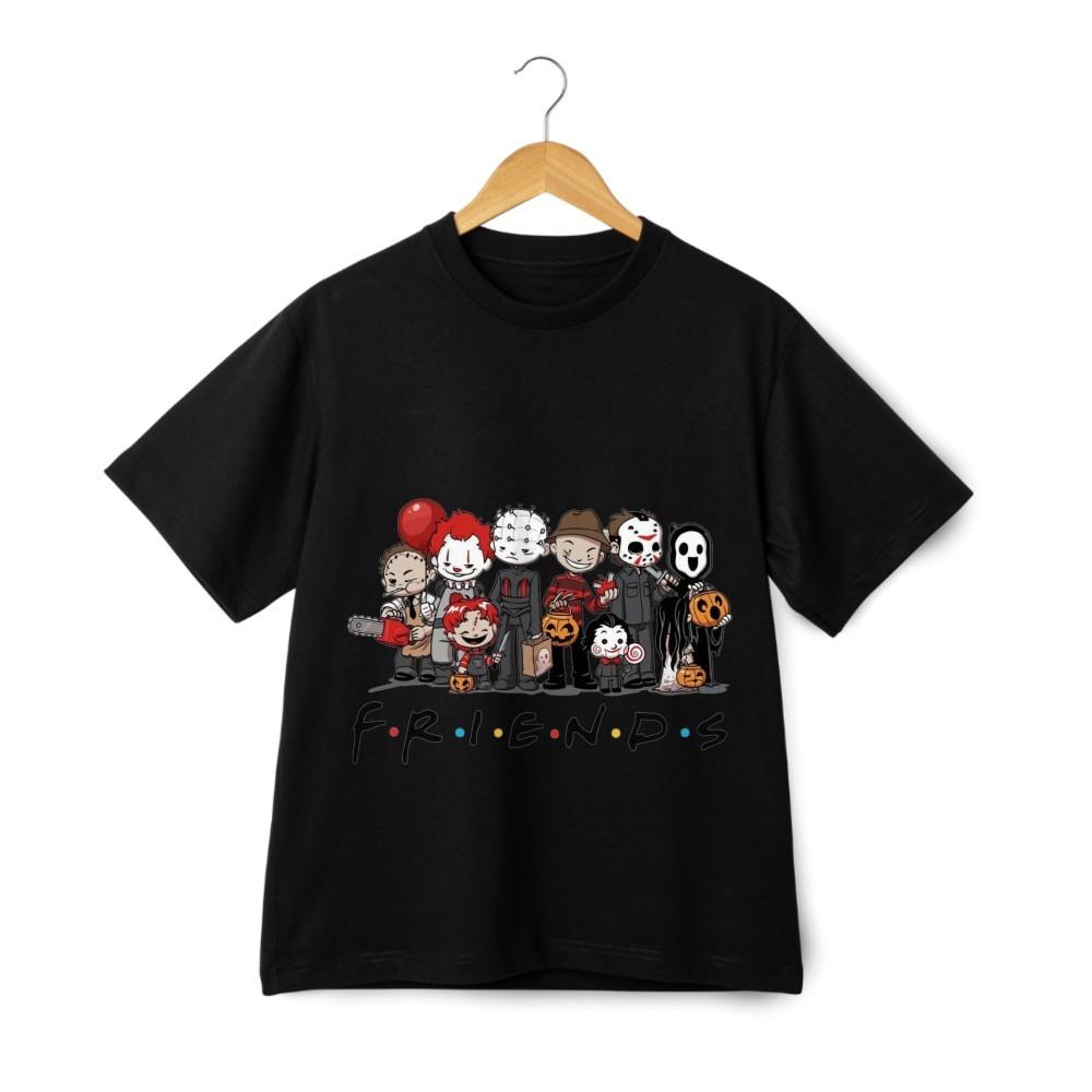 Horror Friends Graphic T-Shirt – Scary Movie Villains Spooky Streetwear Tee