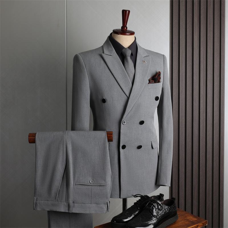 Suits for Men 2 Pieces Suits Man Blazer Jacket and Pants Double Breasted Business Casual Fashion Korean Clothing