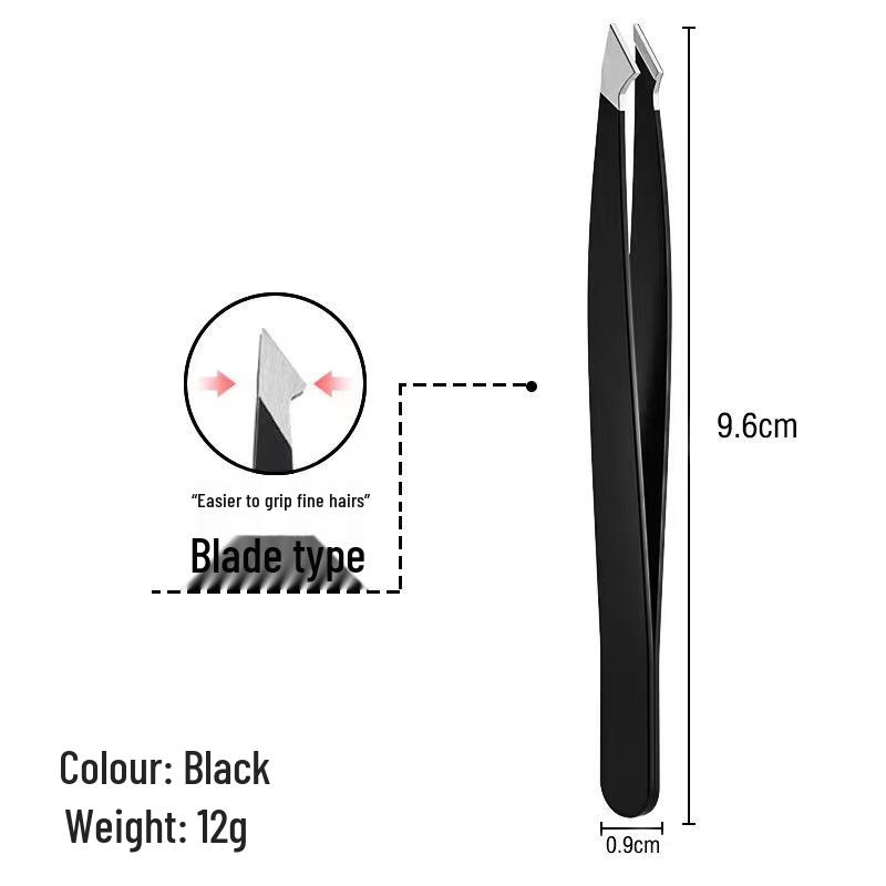 Stainless Steel Black Tweezers Set: 4-Piece Eyebrow Shaping Beauty Tool