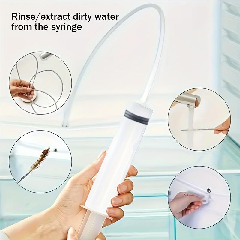 Kühlschrank Abflussloch Verstopfungsentferner Set, Abflussreinigungswerkzeug, Bürste, Wassereinspritzrohr, weicher Schlauch, verwendet zum Entfernen von Kühlschrankrückständen und Schmutz