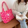 Fashion Simple Canvas Tote Bag Pink Leopard Print Bag Large Capacity Travel Handbags Versatile Shopping Shoulder Bag CLE