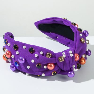Halloween-themed Headband Faux Pearls Rhinestones Decor Widen Design Hair Hoop Adult Knot Headband Hair Accessories