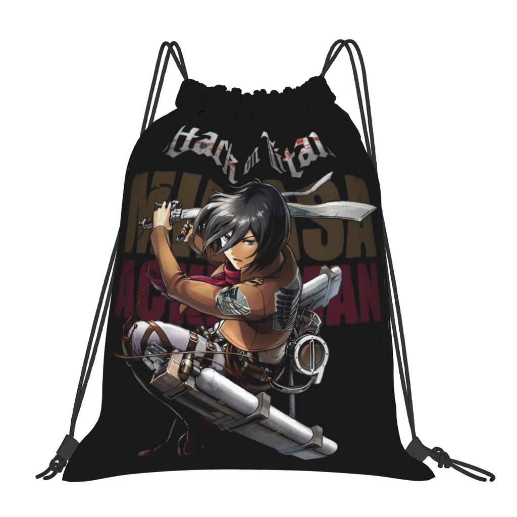 Custom Attack On Titans Drawstring Backpack Women Men Sport Gym Sackpack Foldable Manga Training Bag Sack