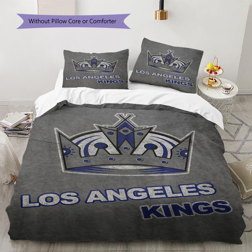 LA Kings Art Pattern Bedding Home Decoration Birthday Gift ( 1 duvet cover + 2 pillowcase, without core),fan merchandise.