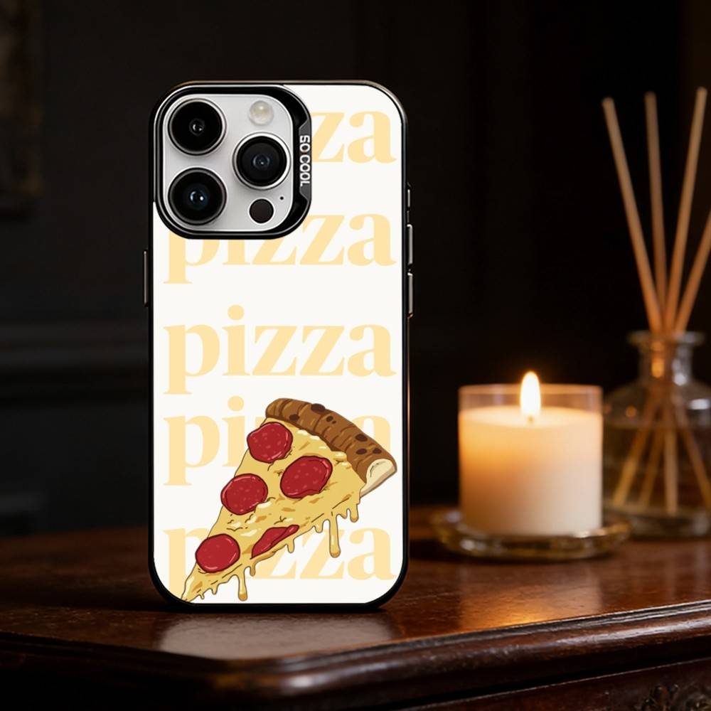 Delicious P-Pizza C-Cheese Phone Case For iPhone 17 16 15 14 13 12 11 Pro Max Plus Silver Matte Black Cover