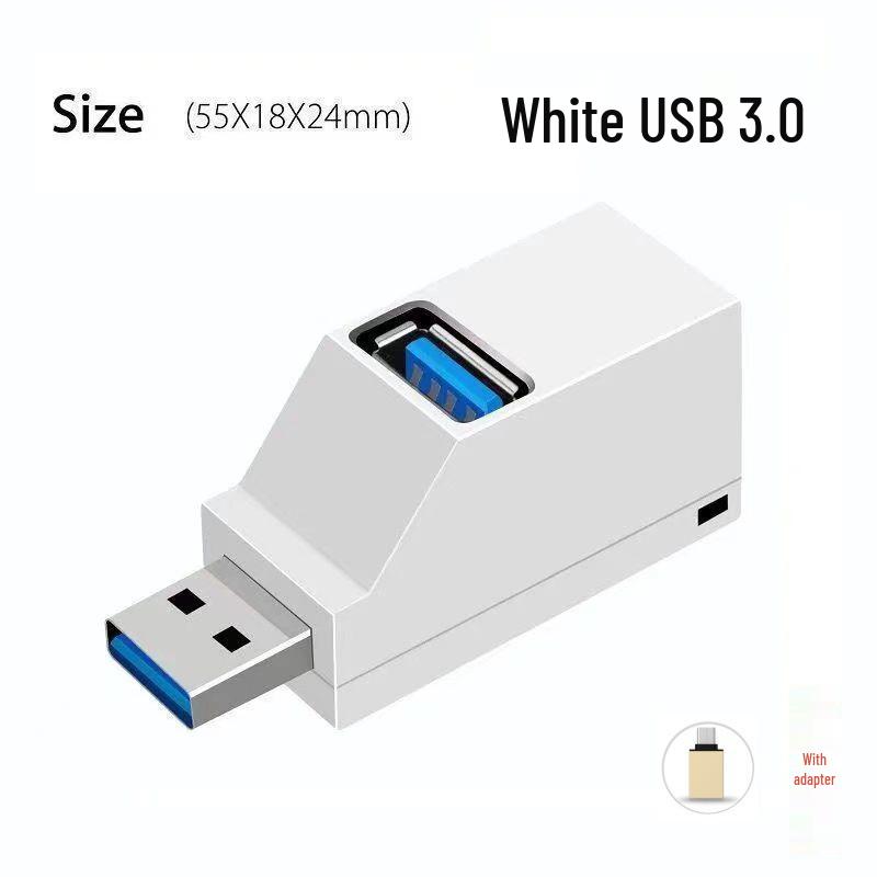 USB 3.0 Hub Splitter: One-to-Three Ports for Flash Drives, Phones, and Computer Charging