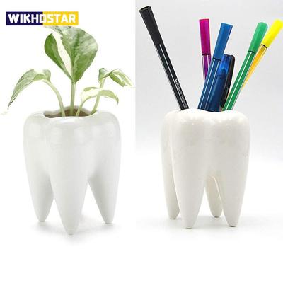 1 pz a forma di dente da tavolo in ceramica vaso per fiori arredamento per la casa carino vaso per cactus fiore pianta grassa vivaio bacino tavolo va L5L0