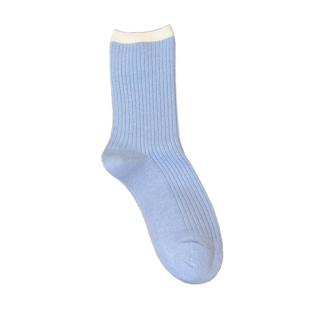 

Весенне-летние женские носки: Хлопок, Легкие и Свежие, Тканевая Этикетка в Полоску Светло-голубого Цвета, Носки средней длины с махрой, Носки для милой девушки 1 pair небесно-голубой