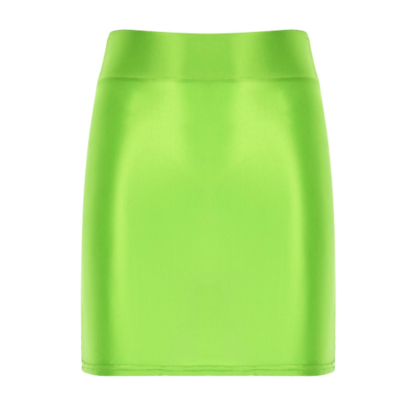 

Жіноча одноколірна спідниця-олівець з високою талією та гумкою. Приталена міні-спідниця для офісного повсякденного одягу XL флуоресцентний жовтий колір