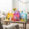 Non Woven Easter Tote Bag Large Dustproof Moistureproof Bunny Egg Print Gift Bag Foldable Shopping Bag Party Gift Storage Bag