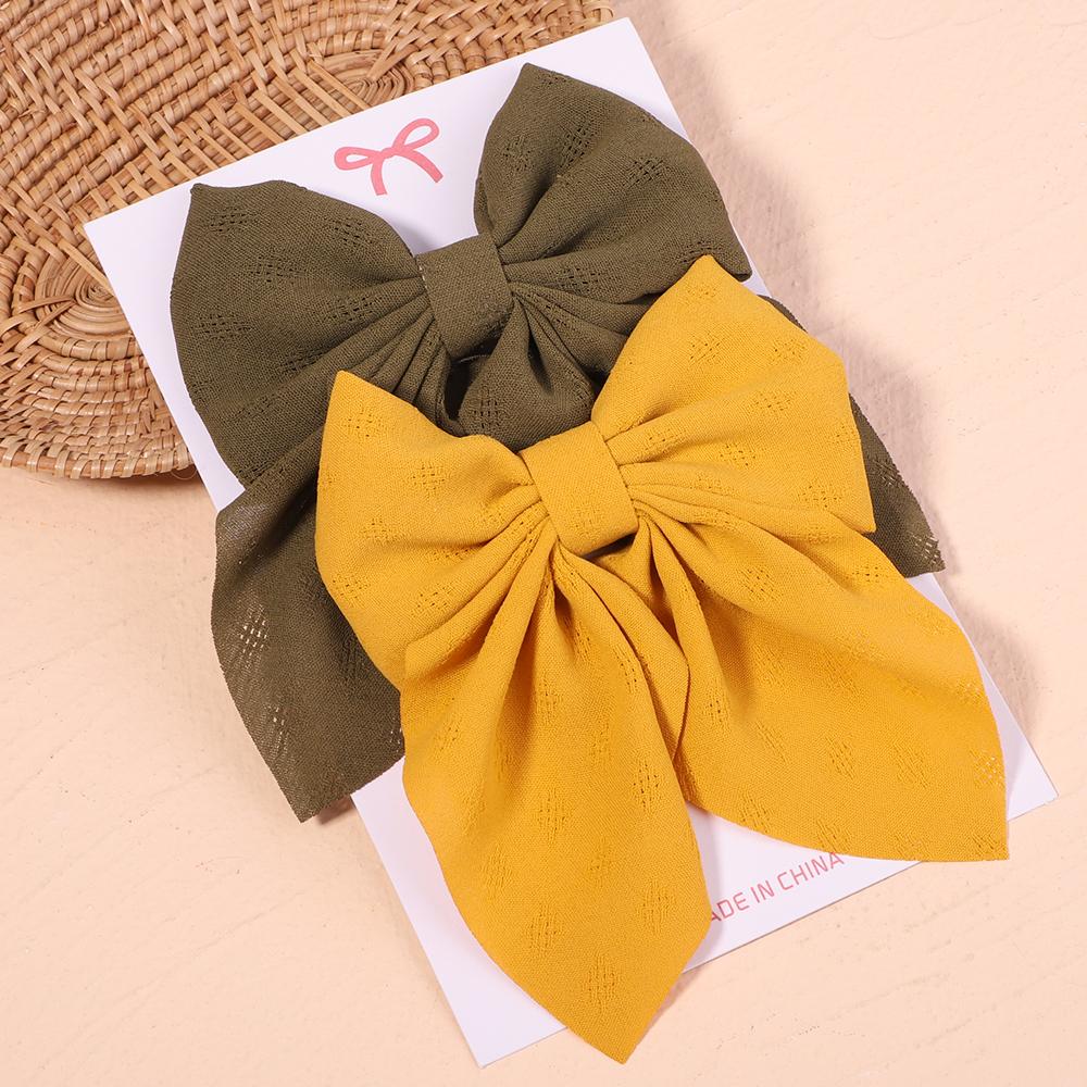 2Pcs/set Sweet Solid Bowknot Hair Clips for Women Girls Print Bows Hairpins Barrettes Duckbill Clip Headwear Hair Accessories